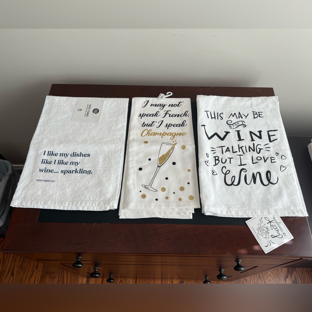 Wine & Champagne Funny Dish Towel Set